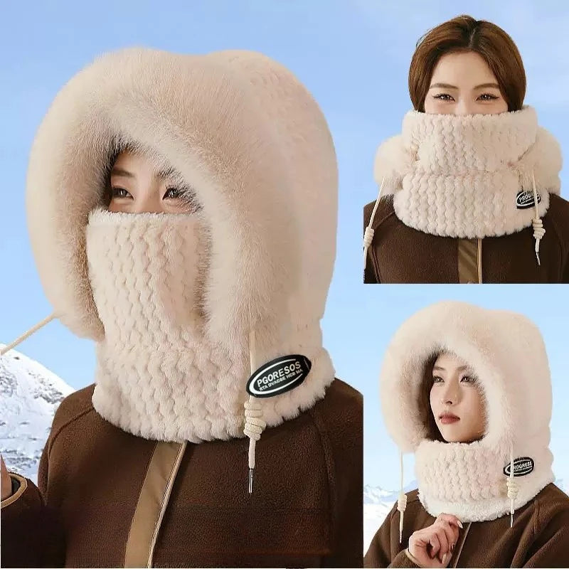 Women's Plush Winter Hood with Face and Neck Cover