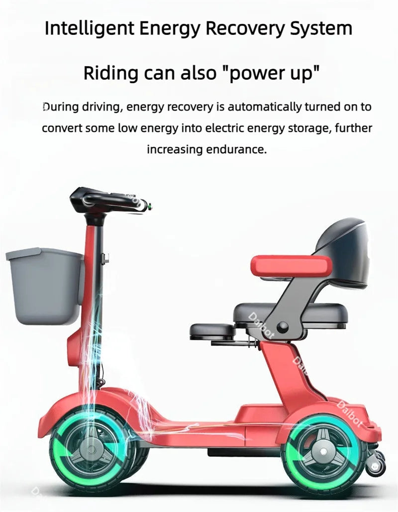 4-Wheel Folding Mobility Scooter with Baby Seat