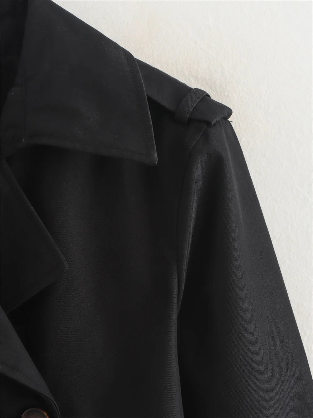 Women's Vintage Cropped Trench Jacket – Double-Breasted High-Waist Streetwear Coat
