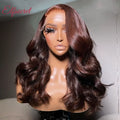 Transparent 30 Inch Chocolate Brown Colored Lace Front Wig Body Wave 13X4 13X6 Lace Frontal Human Hair Wigs For Women