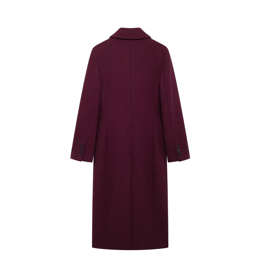 Women's Double-Breasted Wool Blend Long Coat – High Street Autumn Winter Outerwear