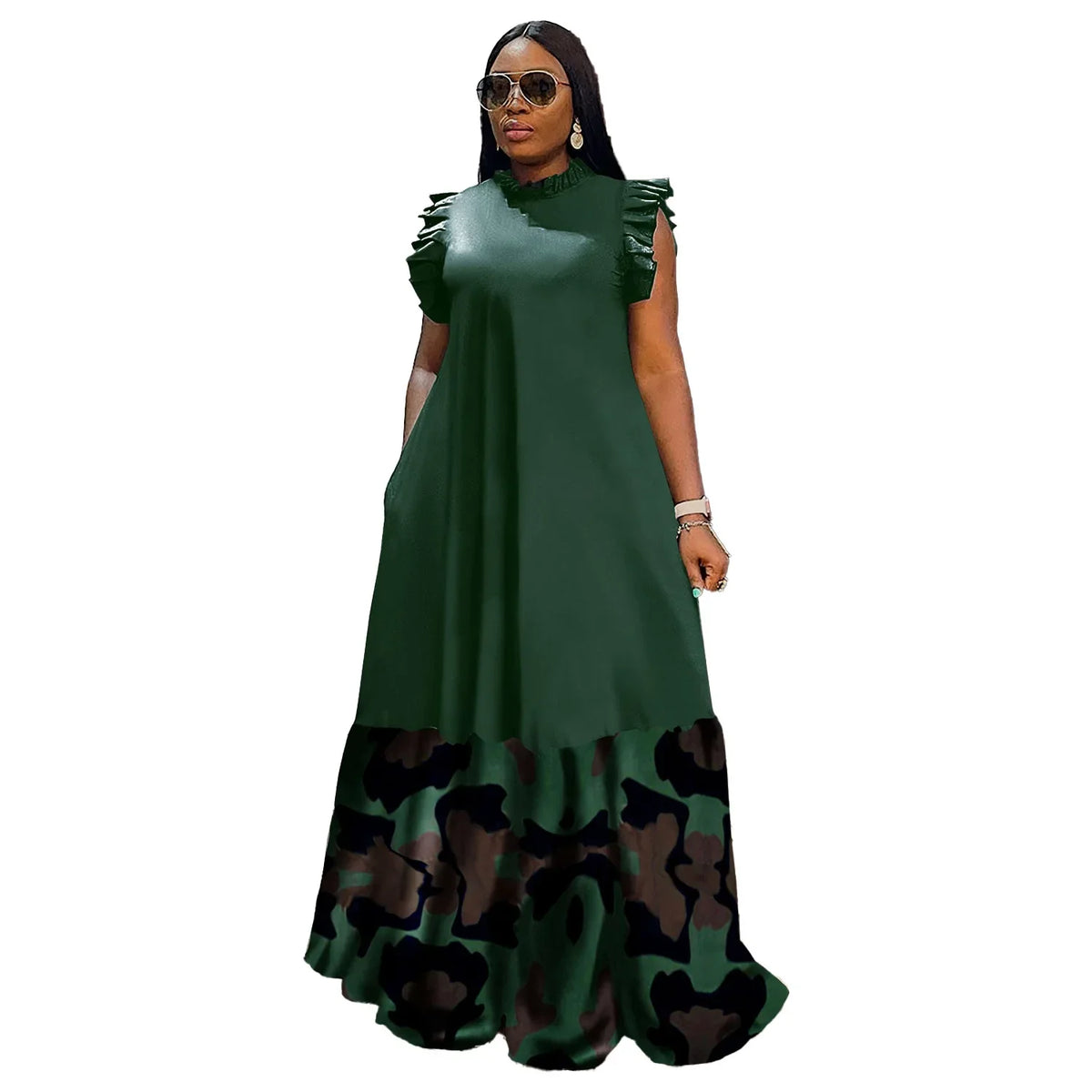 Sleeveless Ruffles A-Line Loose Elegant Maxi Dress — Casual Splice Sexy Long Dress