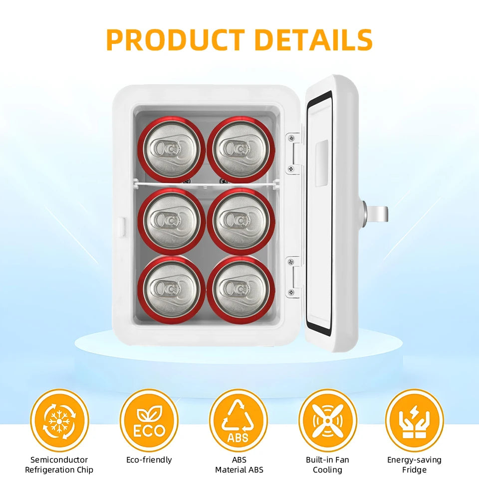 4L Mini Fridge Portable — Car & Home Hot & Cold Dorm Fridge for Cosmetics, Beverages & Skincare Storage
