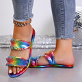 Women's Iridescent Gradient Flat Sandals – Versatile Beach Shoes