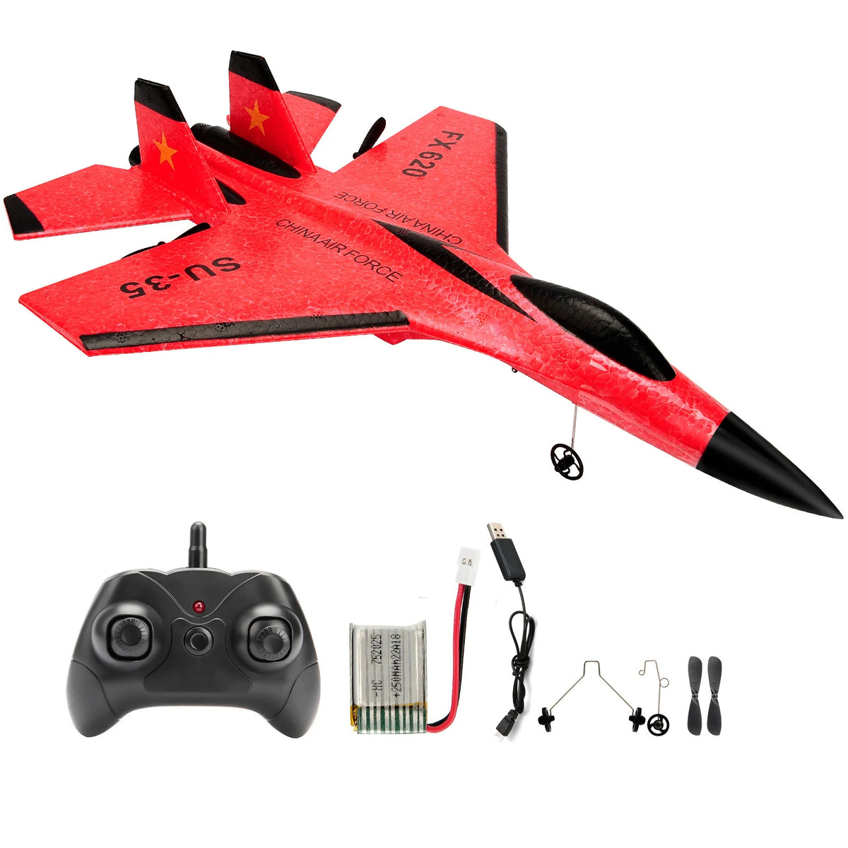 SU35 RC Glider Airplane – 2.4G Remote Control Fighter Plane with LED Lights for Kids