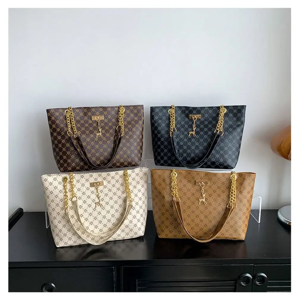 Luxury Print Bucket Tote Shopping Bag – Large Capacity Fashion Shoulder Purse for Women