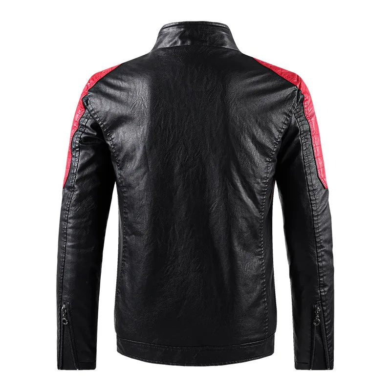 Men's Faux Leather Jacket – Slim Fit Stand Collar
