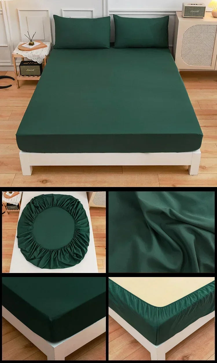 High-Quality Elastic Fitted Sheet – Solid Color Mattress Cover, 80–200cm, Single to King