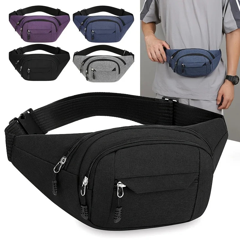 Adjustable Multi-Pocket Waist Bag – Commuter Shoulder Strap Travel Bag for Outdoor Sports