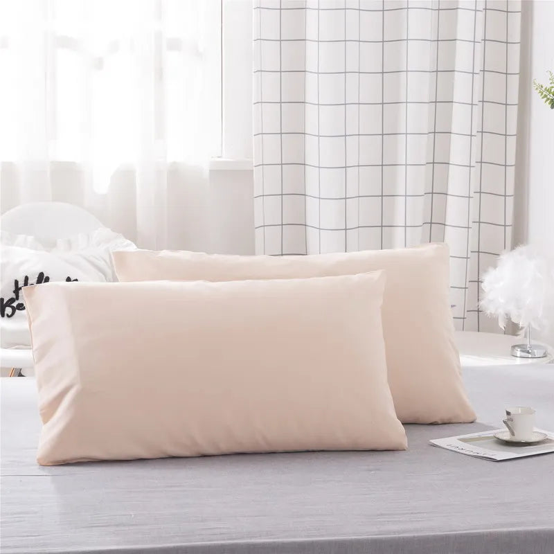 Luxurious Solid Color Pillowcase 2-Pack – Soft Hypoallergenic Pillow Cover, Black, Grey & Pink
