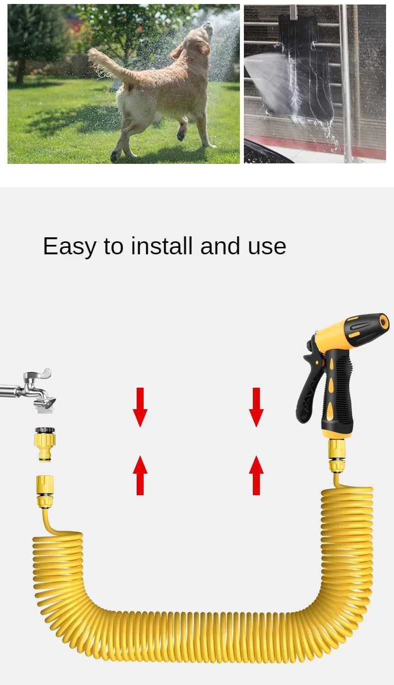 Telescopic High-Pressure Extension Hose Car Washing Tool Set – 10m or 20m for Pressure Cleaners