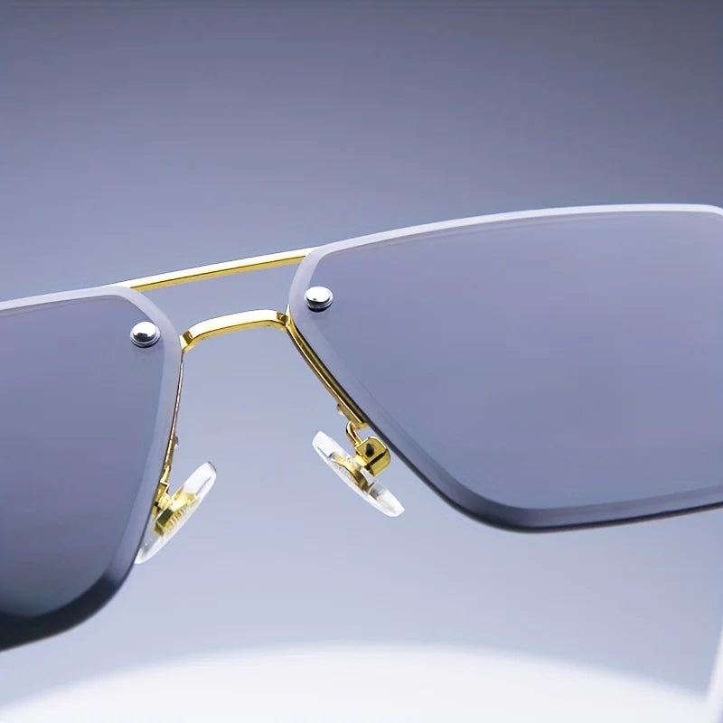 Fashion Rimless Sunglasses | Frameless Small Square UV Protection Shades for Men & Women