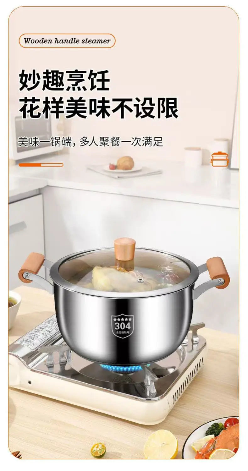 Stainless Steel Soup Pot – Glass Lid & Side Handles