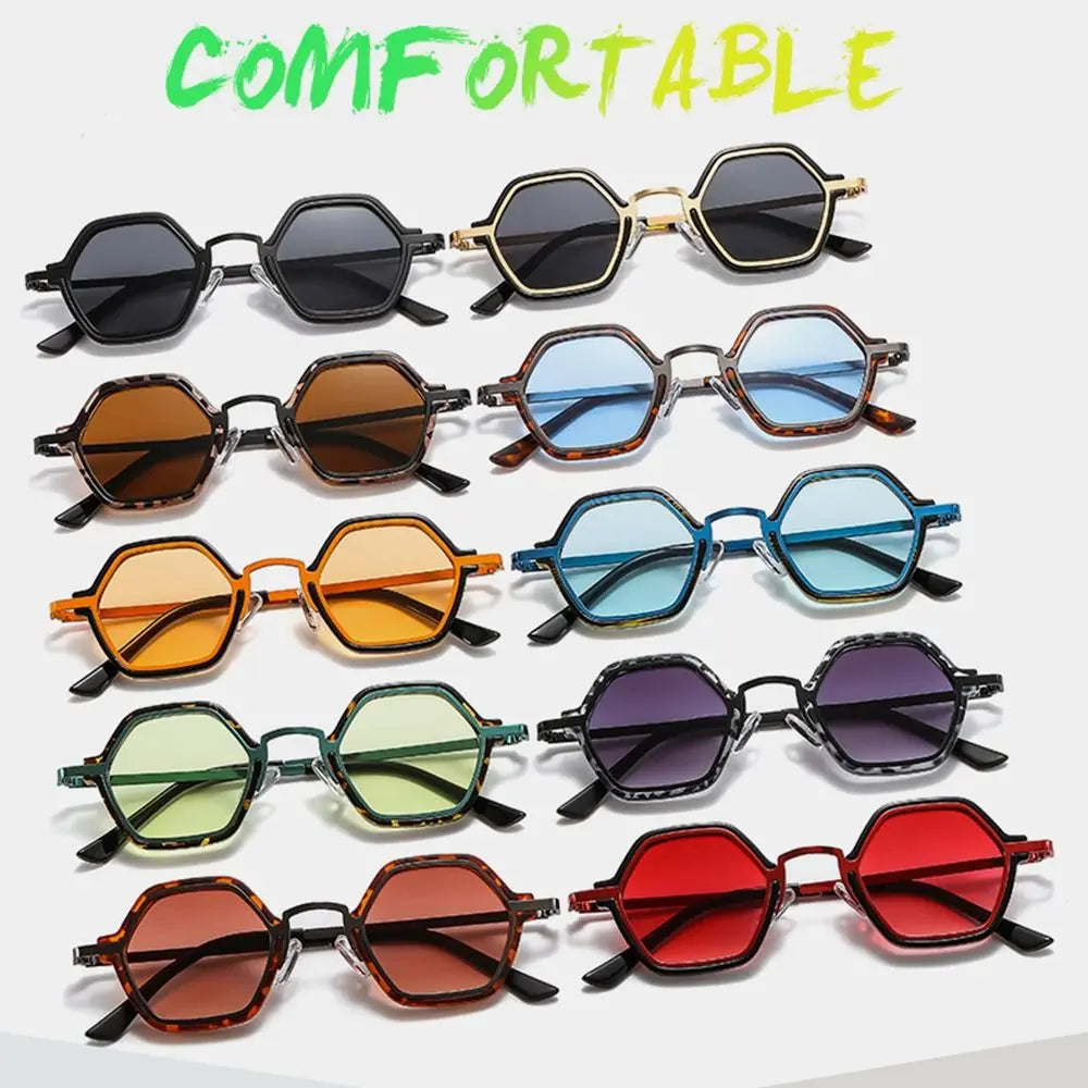 Polygon Metal Frame Square UV Sunglasses — Retro Punk