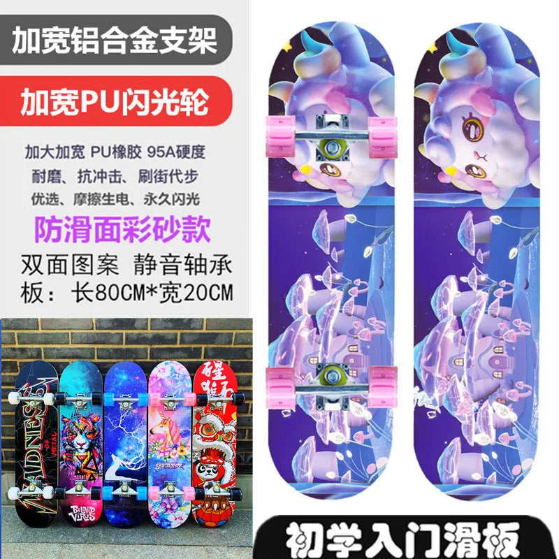 Pro All-Terrain Complete Skateboard – Aluminum Alloy & Carbon Fiber Deck, Beginner Longboard for Kids & Adults