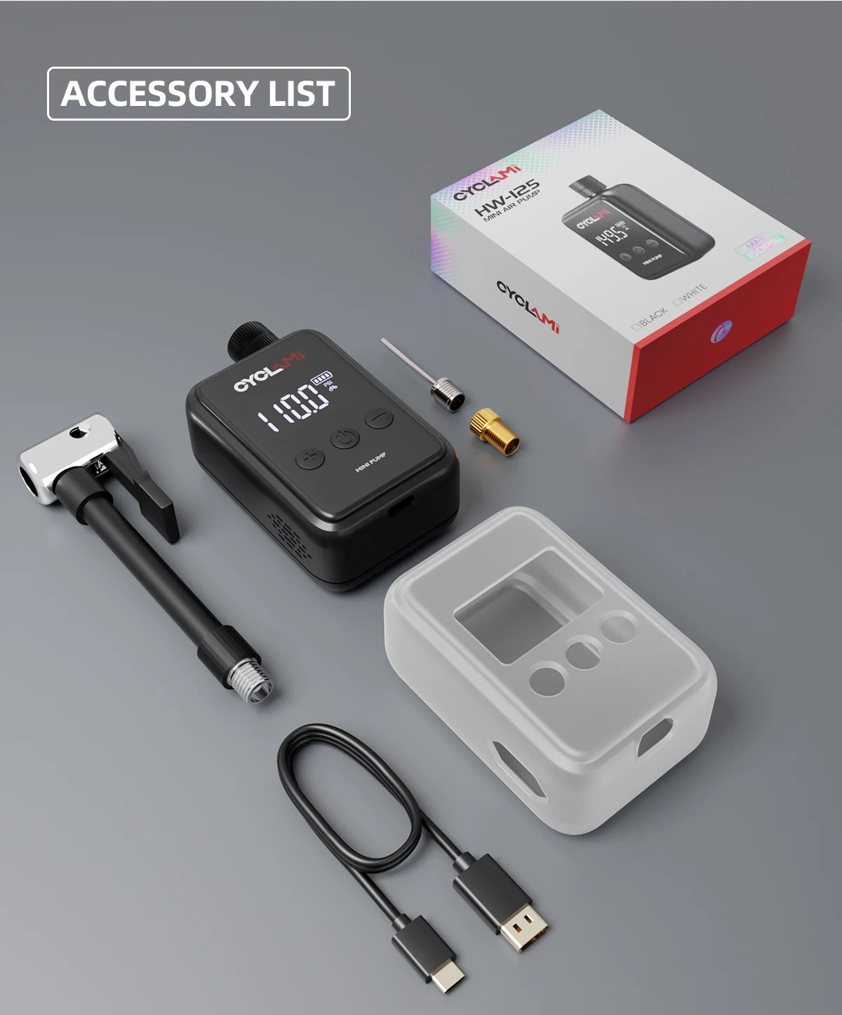 Portable Electric Bike Pump for Presta and Schrader Valves