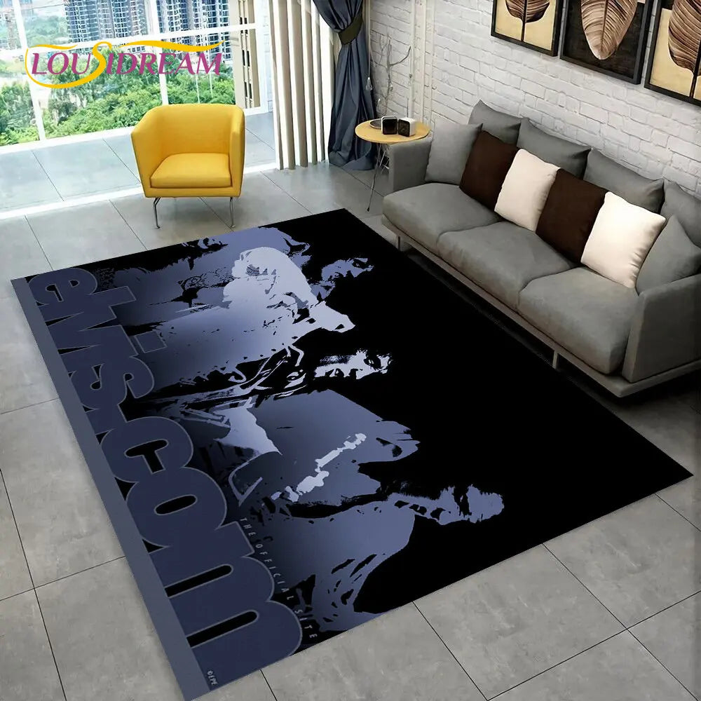 The King Elvis Presley Retro Area Rug,Carpet Rug for Living Room Bedroom Sofa Doormat Decoration,kids Play Non-slip Floor Mat 3D