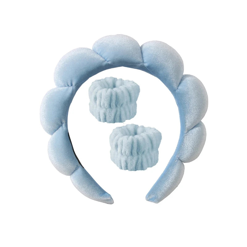 Puffy Spa Headband & Wristbands Set — 3 Pack