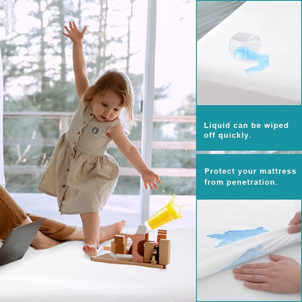 Baby Waterproof Mattress Protector – Breathable Noiseless Crib & Toddler Fitted Sheet