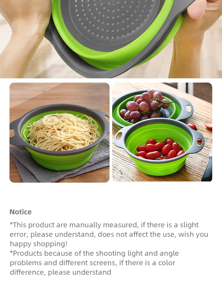 Foldable Silicone Colander Drain Basket — Collapsible