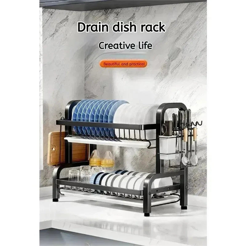 Layered Kitchen Dish Drain Rack & Tableware Sorting Shelf – Bowl, Chopstick & Utensil Organizer