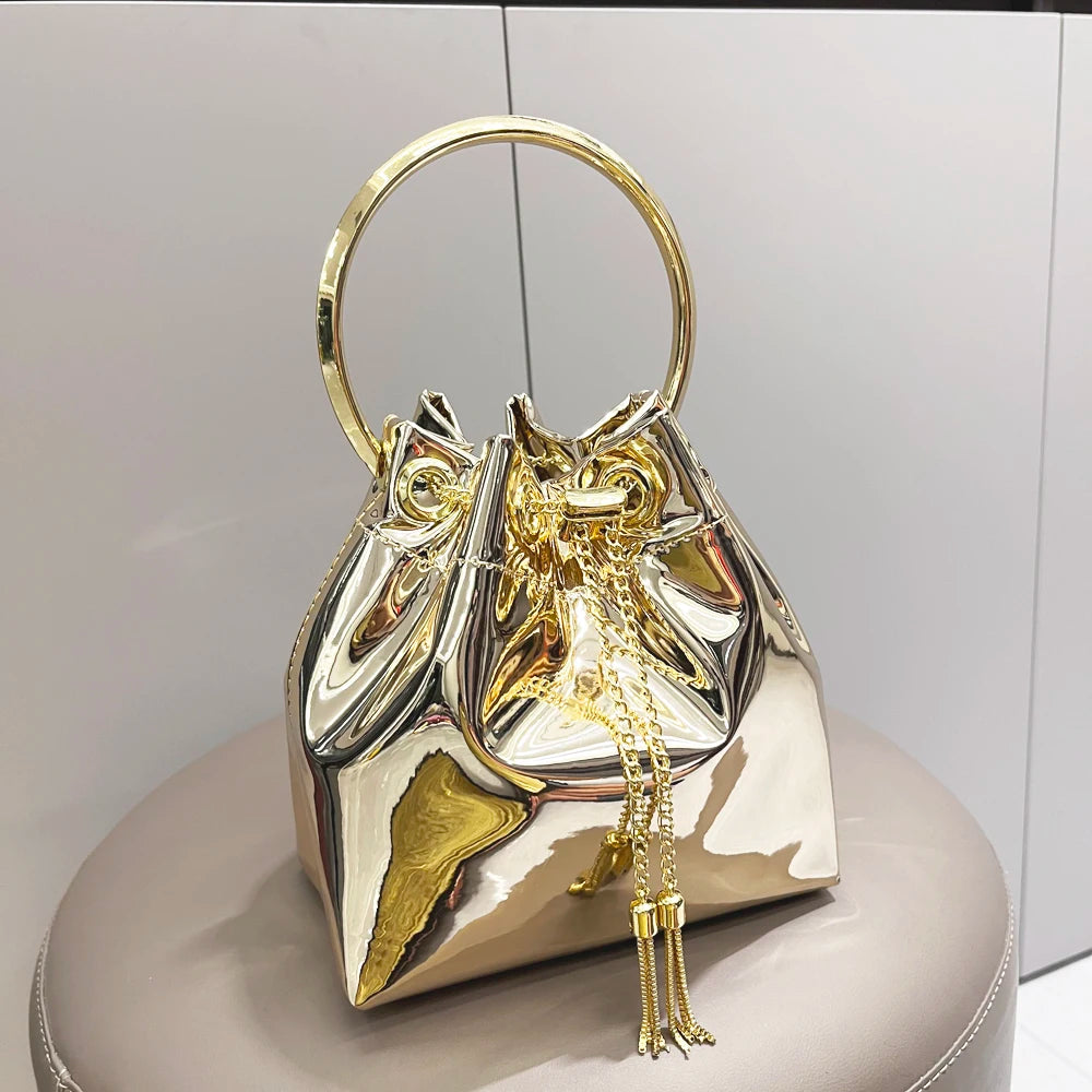 Luxury Evening Clutch Bucket Bag – Designer Shoulder Purse for Banquet & Party