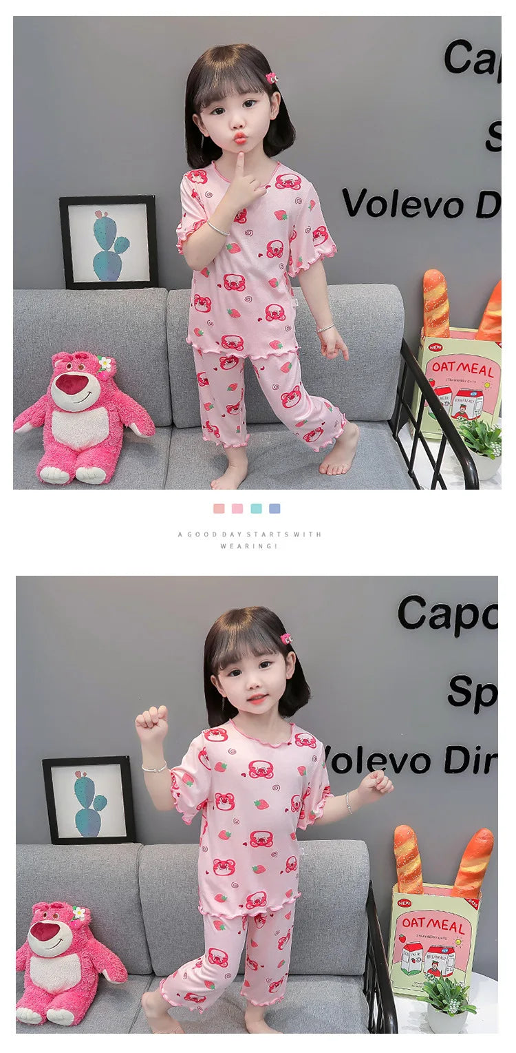 2026 Sanrio Kawaii Kids Pajamas Set | Hello Kitty & Kuromi 2-Piece Anime Loungewear