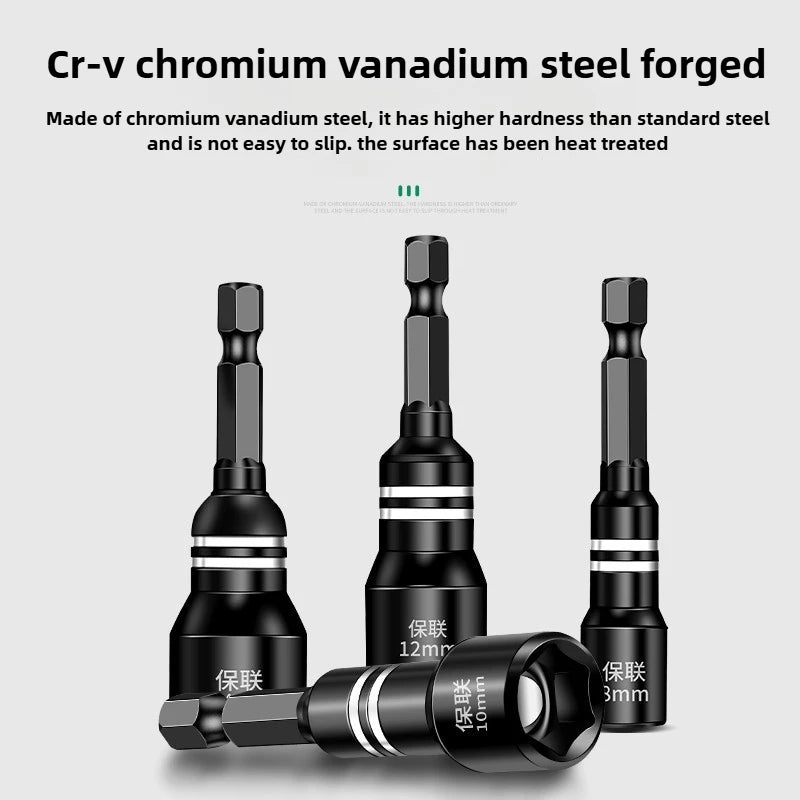 Magnetic Hex Shank Nut Driver Set — Power Tool Bit Adapter for Drill & Impact Driver