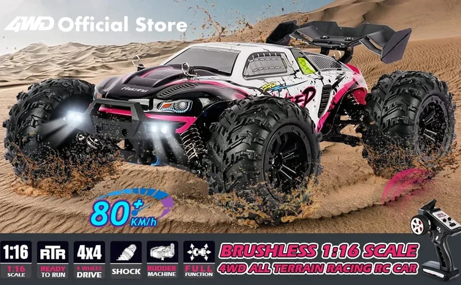 4WD 1:16 Scale High Speed Brushless RC Car – 50 or 80KM/H Off-Road Drift Racing Buggy Truck
