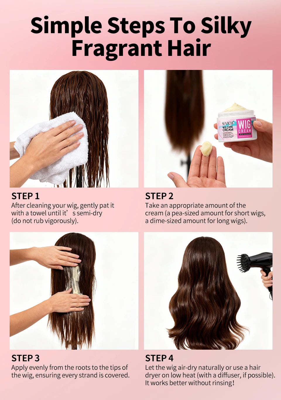 SEVICH Professional Wig Hair Care Products Wig Smoothing Keratin Hair Mask Oil Control Deep Cleansing Wig Shampoo Wig Care Spray