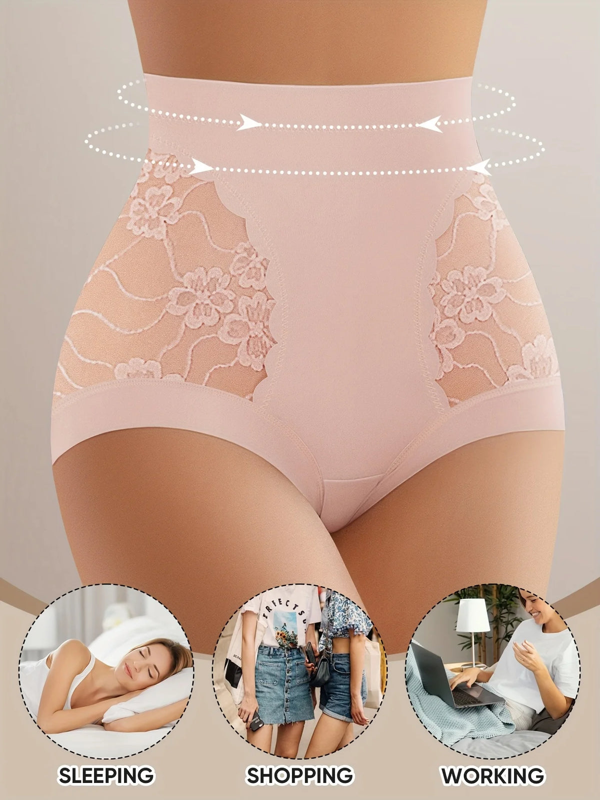 Women's High-Waist Floral Lace Briefs