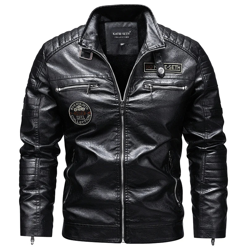 Men's Faux Leather Jacket – Slim Fit Casual Layer