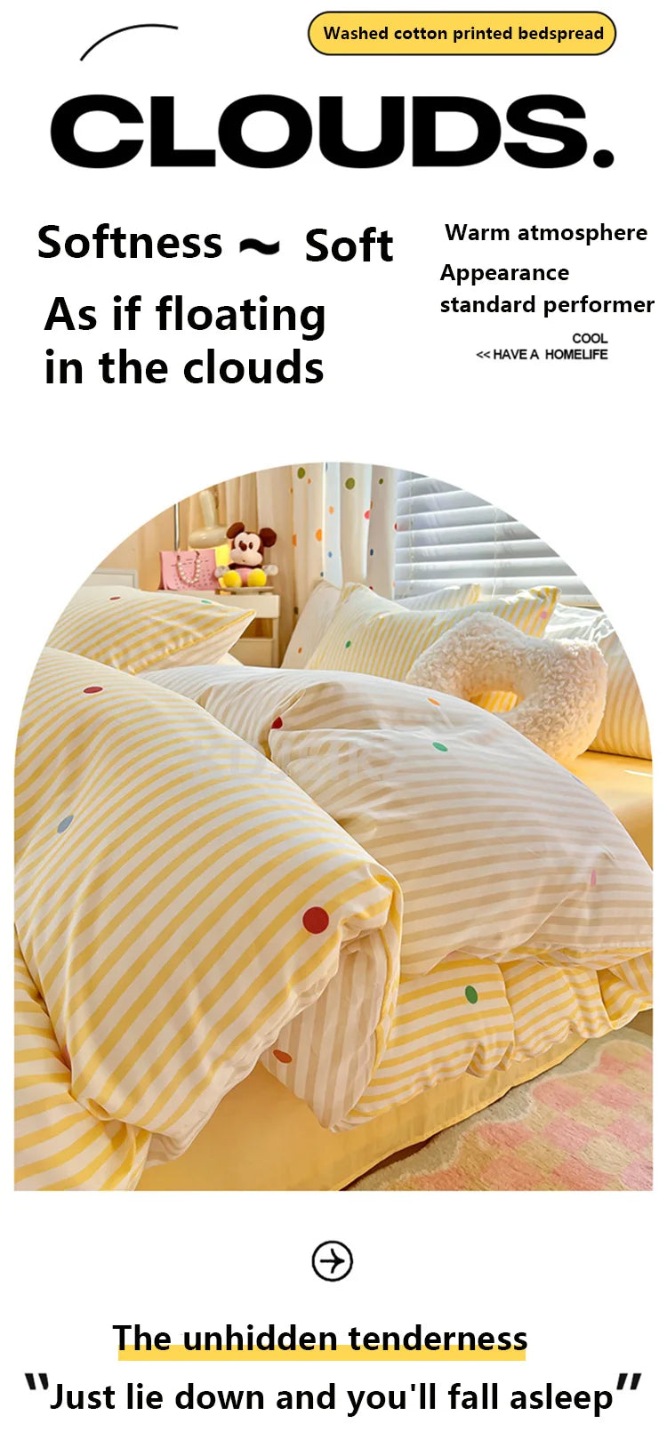 European-Style Washed Cotton Pillowcase | Soft & Breathable, Simple Printed Down Comforter Protection Cover