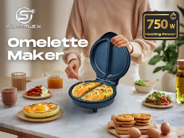 SUPERLEX 750W Electric Omelette & Bread Maker – Non-Stick, Multi-Function with Smart Light Indicator