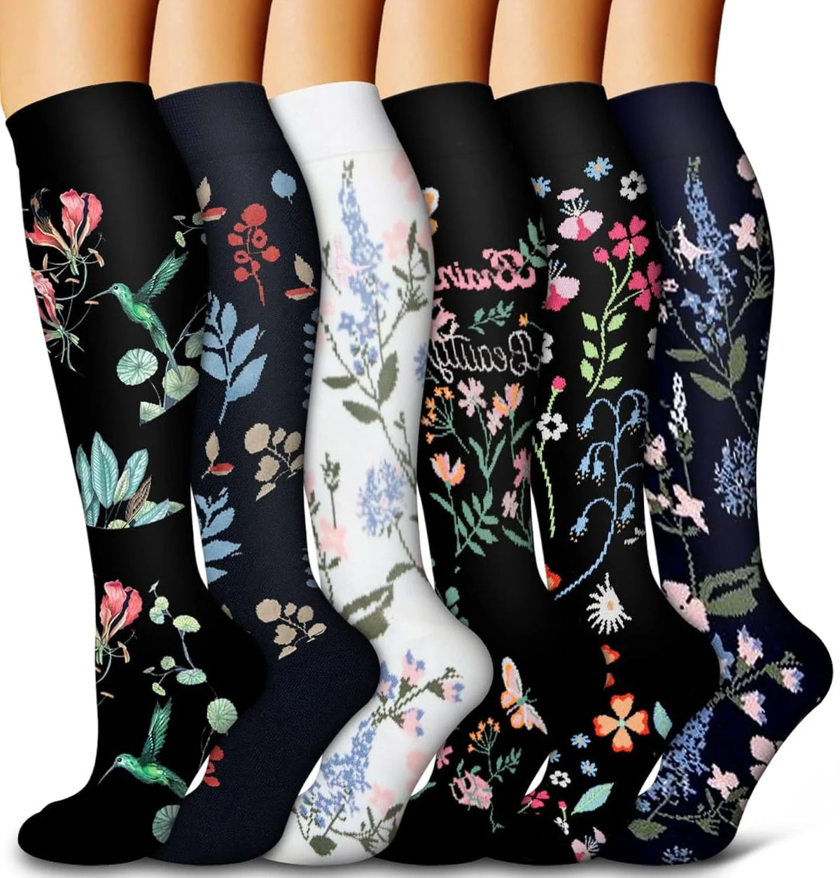 Knee High Compression Stockings 20-30mmHg – 6 Pairs Sports, Medical, Varicose Veins, Pregnancy, Edema & Diabetes