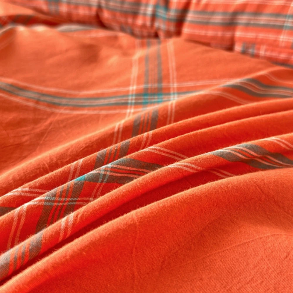 100% Cotton Plaid Duvet Cover – 160x210 to 220x240, Quilt Cover (Pillowcase Sold Separately)
