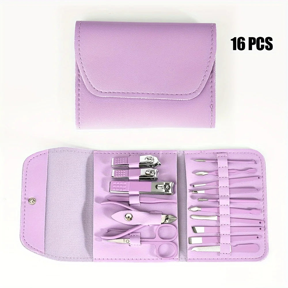 16-Piece Professional Nail Clippers & Cuticle Nippers Set – Manicure & Pedicure Kit with Travel Case