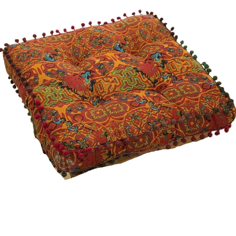 Bohemian Floor Cushion – Thickened Cotton Linen Moroccan Tatami Mat & Window Seat Pillow