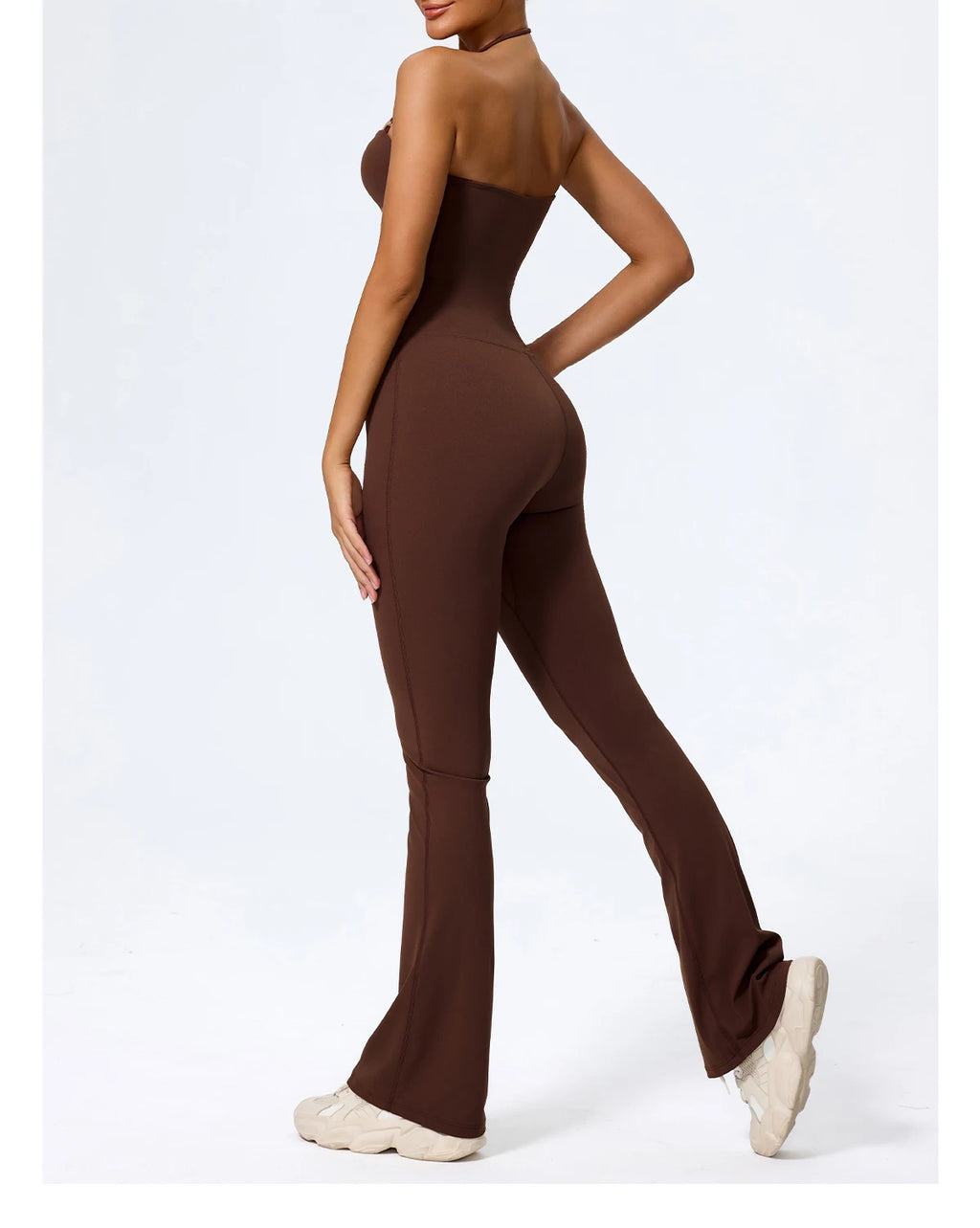 Women's Sleeveless Yoga Jumpsuit – Gym Flared Overalls Neck-Hanging Backless Sportswear