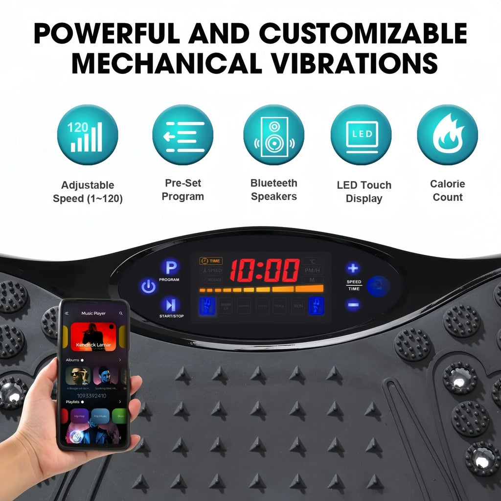 Vibration Plate Fitness Machine with Bluetooth Speaker — Fat Burning Full Body Workout Platform