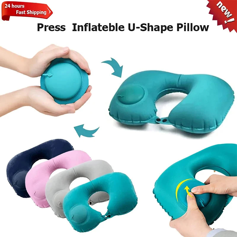 Inflatable U-Shape Travel Neck Pillow — Portable