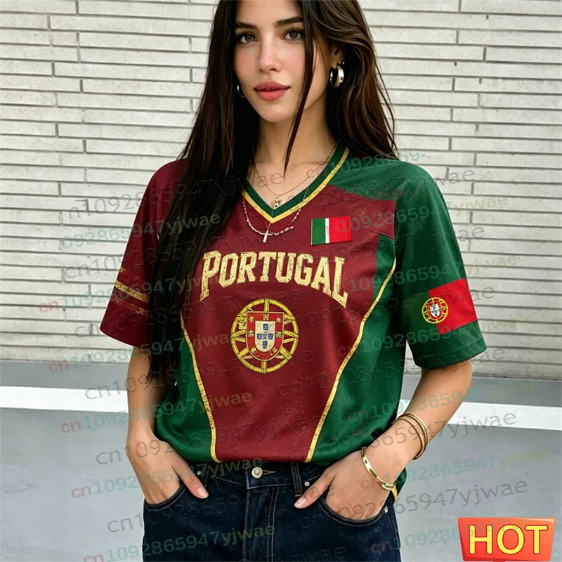 Portugal No.7 Soccer Jersey T-Shirt — Y2K Hip Hop Casual Tee for Men & Women