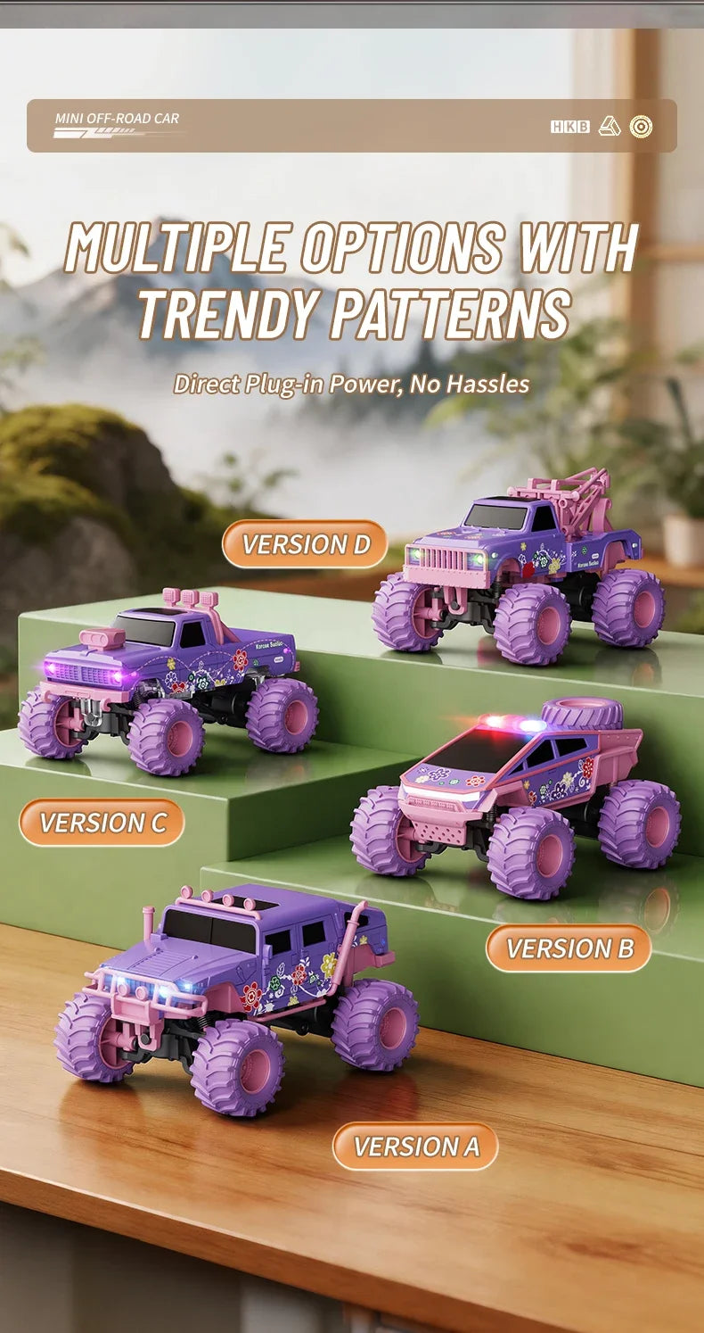 hot model 1:64 mini alloy remote control truck 2.4G four-wheel drive big foot off-road vehicle simulation model children toy car
