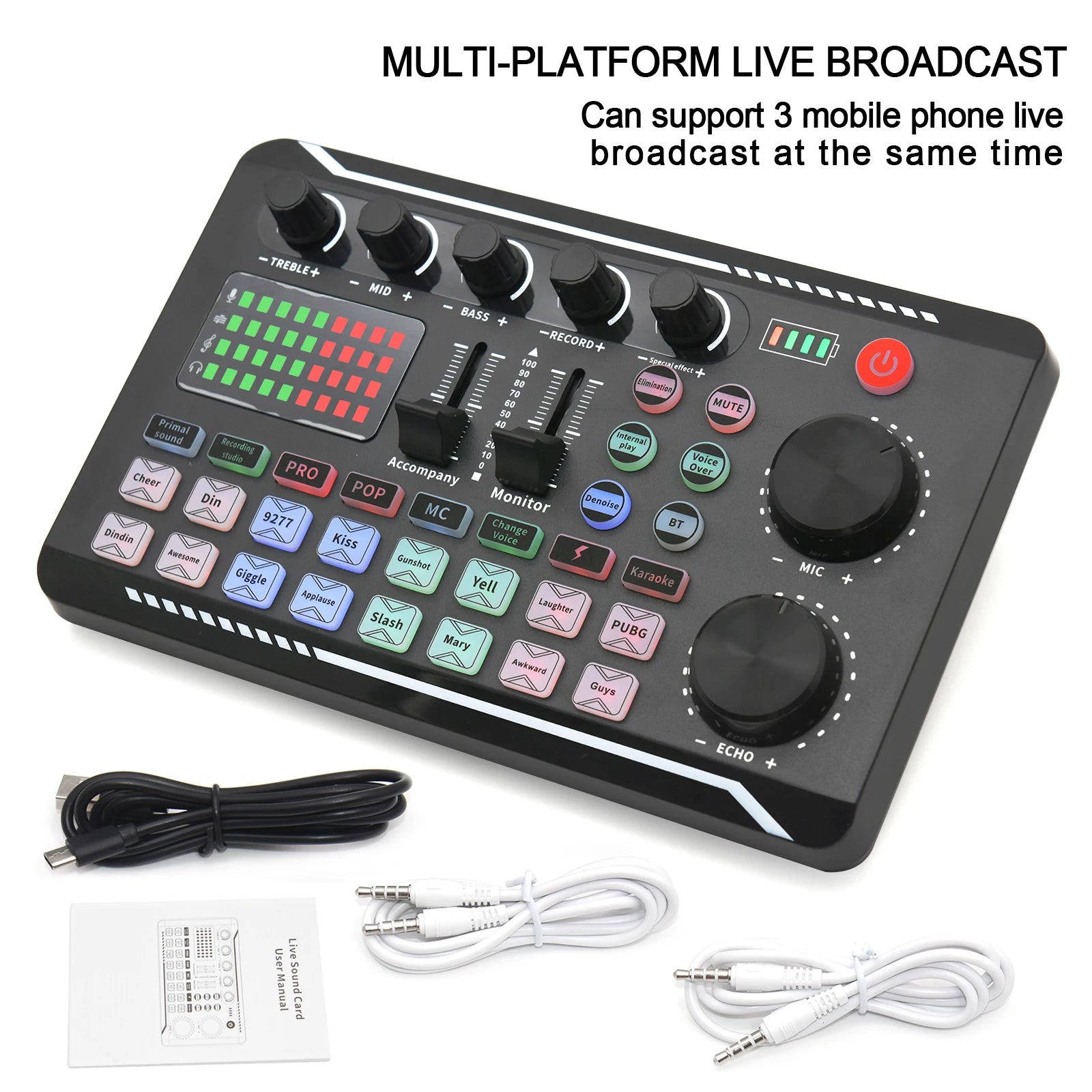 Live Sound Card Audio Mixer — USB Interface for Streaming, Recording & Podcasting