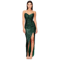 women's casual dresses for woman clothes Strapless sequined slit elegant party dresses evening summer birthday prom dress hwy739
