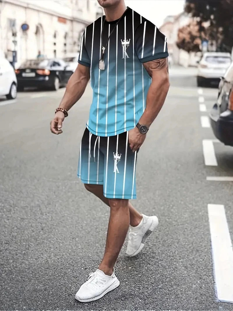 Men's Plaid Print Polo Shirt & Drawstring Shorts Summer Set – 3D Style 2-Piece