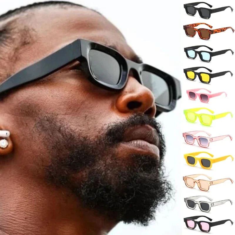 Small Rectangle Thick Frame Sunglasses | UV400 Unisex Square Shades for Men & Women