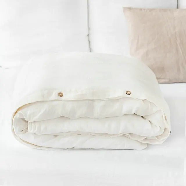 100% French Linen Duvet Cover – Natural Soft Quilt Cover, Queen & King, Breathable Bedding