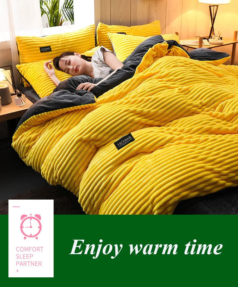 Solid Color Velvet Duvet Cover – Winter Warm Thick Comforter Cover, Twin to King
