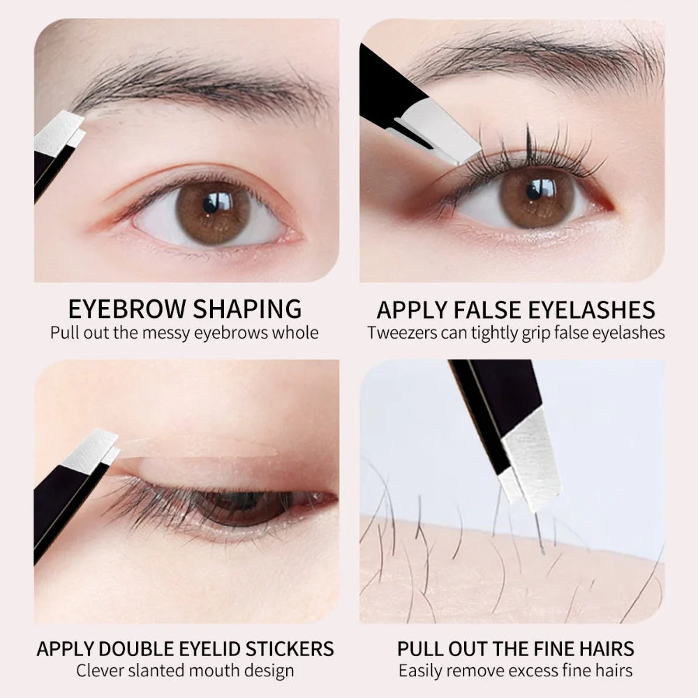 HISYI Stainless Steel Slanted Eyebrow Tweezers